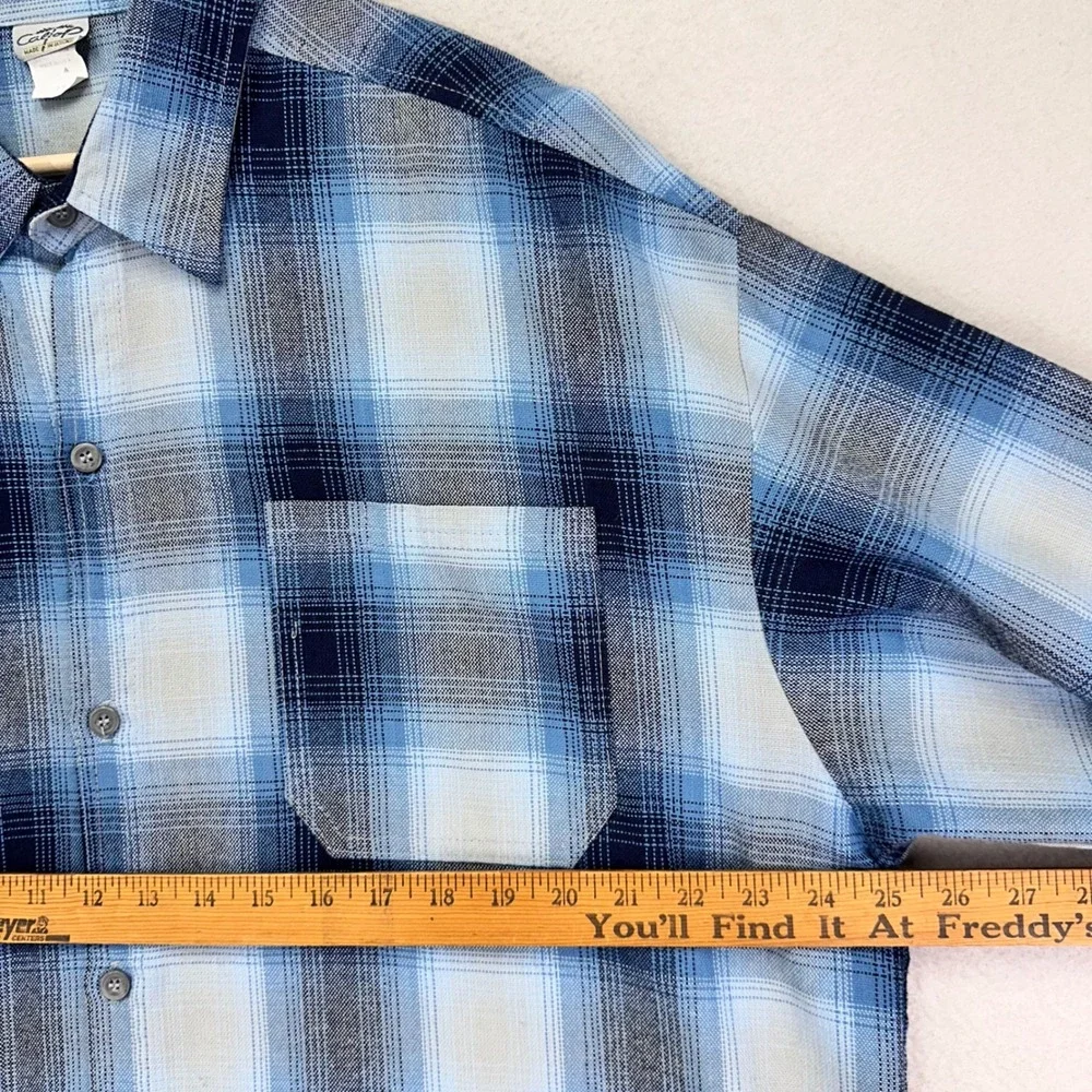 Vintage Cal‎ Top Flannel Shirt Mens 2XL Blue Plaid Long Sleeve Button Up